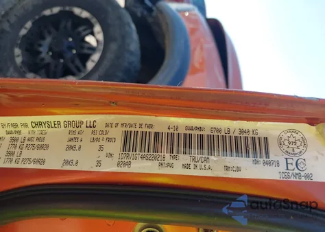 2010 Dodge Ram 1500 Slt/Sport/Trx z USA, uszkodzony, nr VIN 1D7RV1GT4AS220218